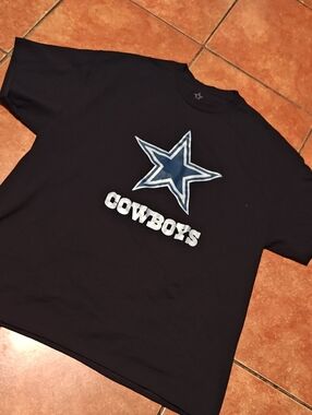 NFL Black Tee with Blue Cowboys Star Graphic